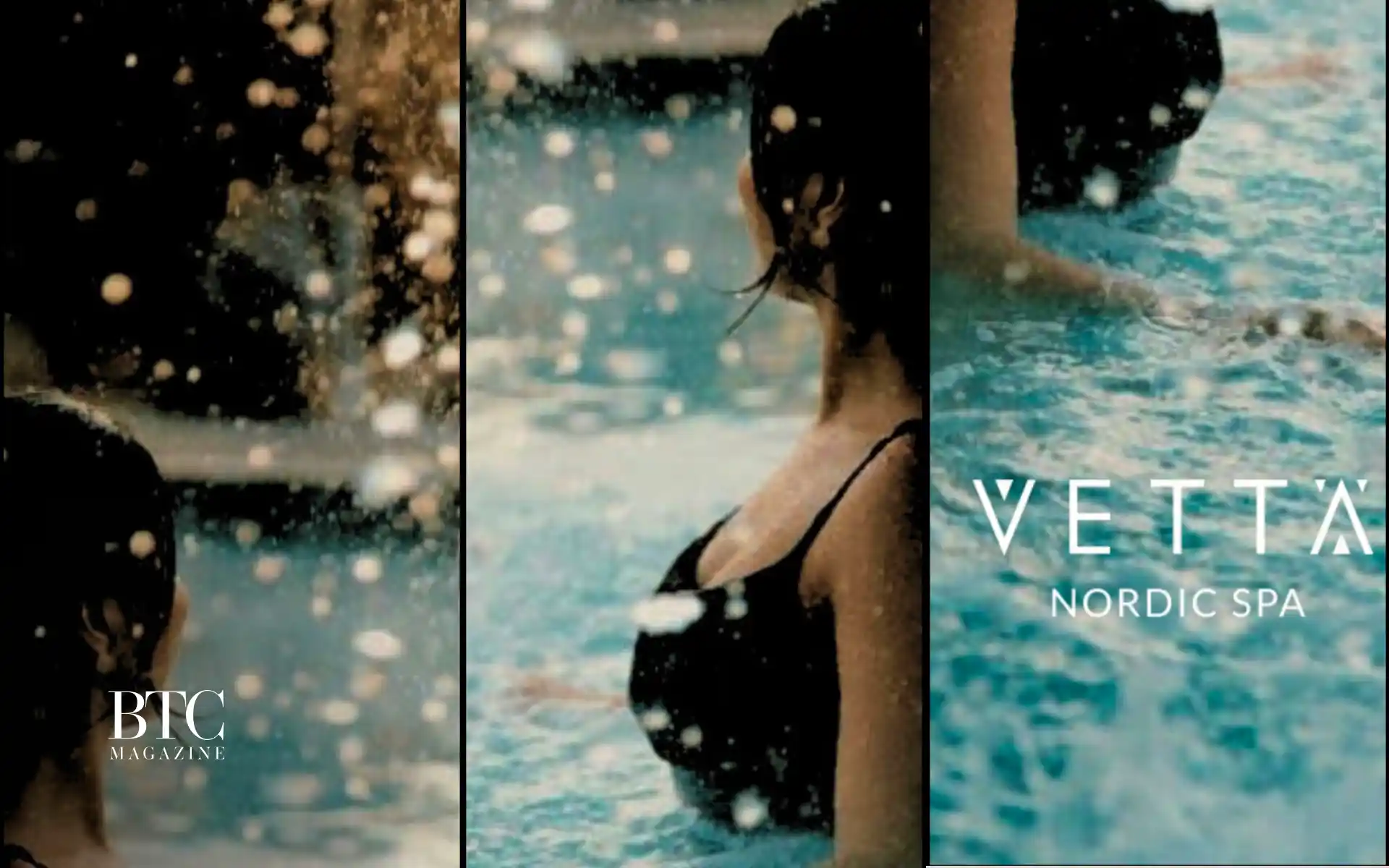 Woman in spa robe with cucumber water