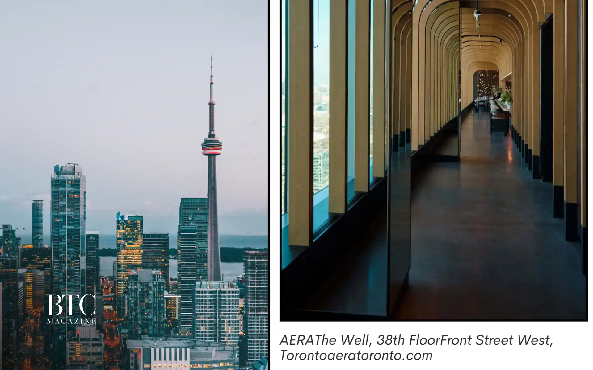 Panoramic nighttime view Aera restaurant Toronto
