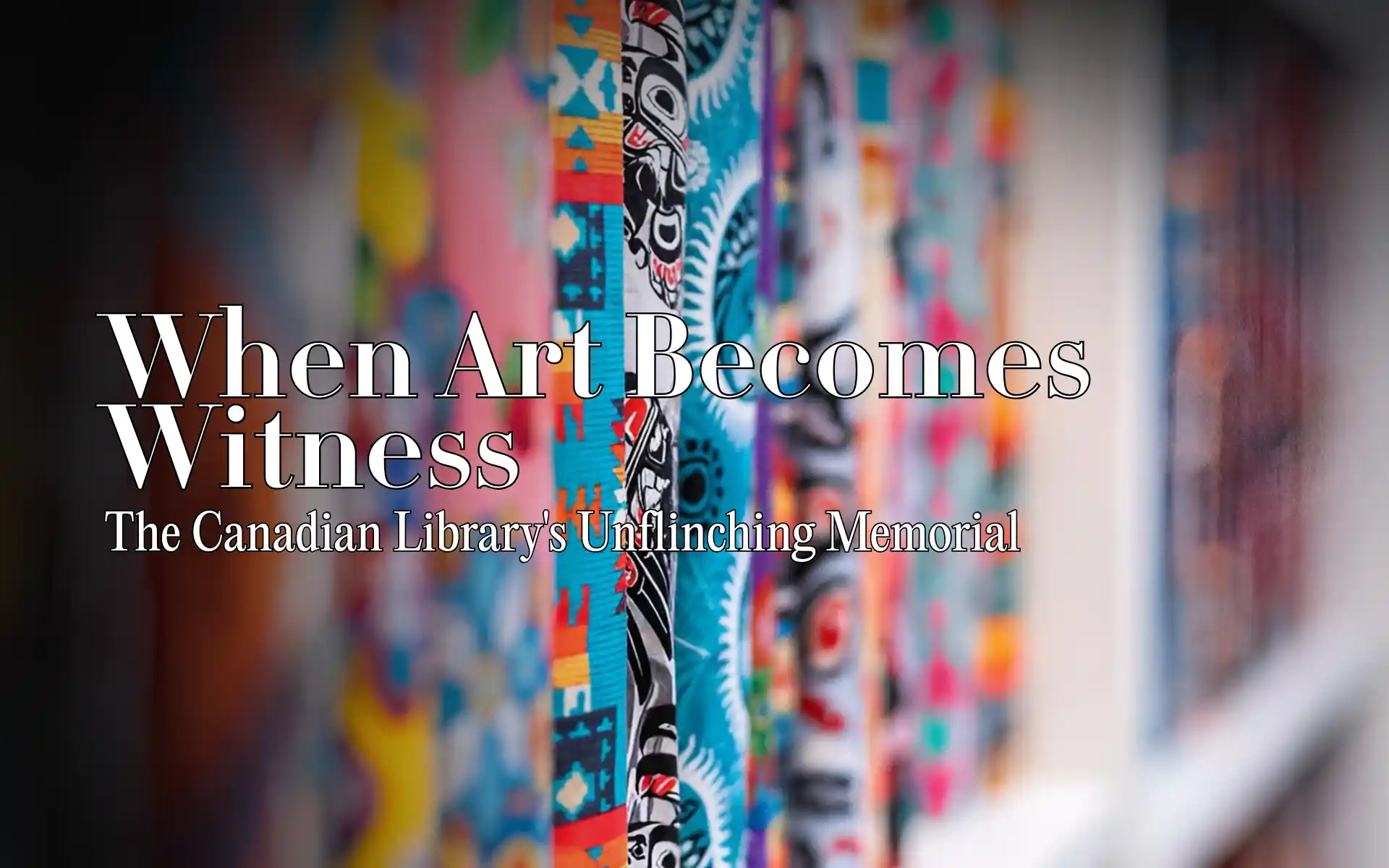 Indigenous fabric-wrapped books art installation