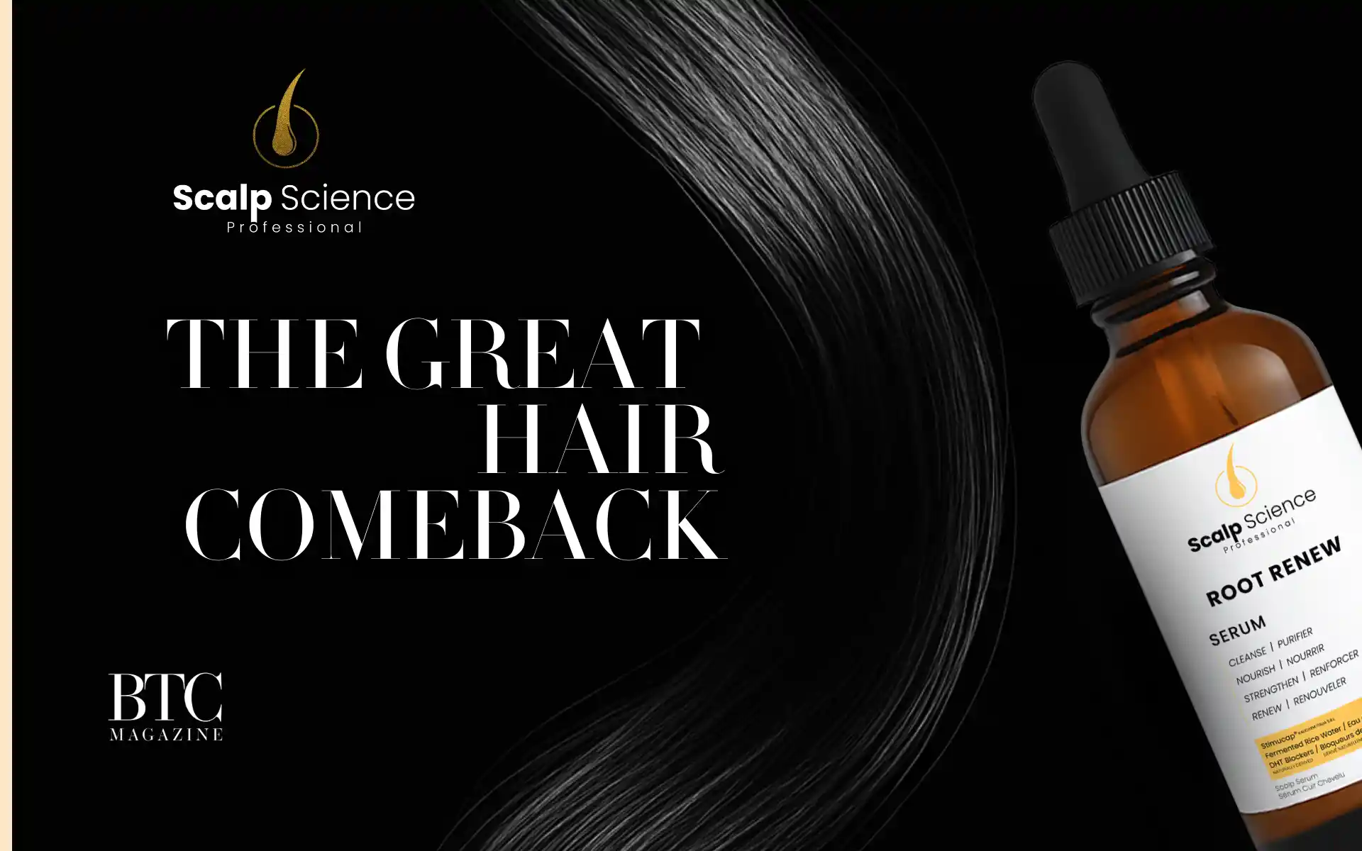 Woman with thick ponytail smiling at hair clinic