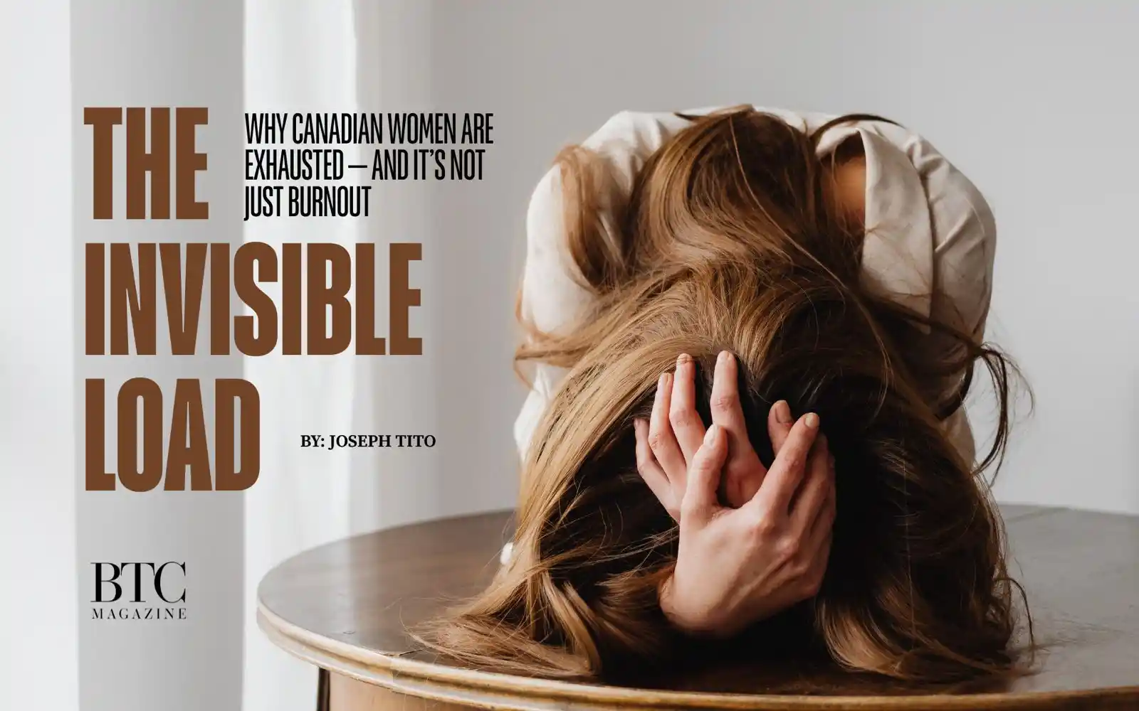 Exhausted Canadian woman on couch eyes closed